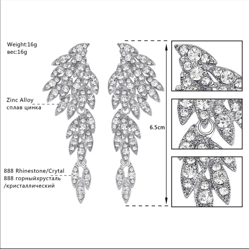 🌟 Crystal Silver Wings Earrings - Picture 3 of 5